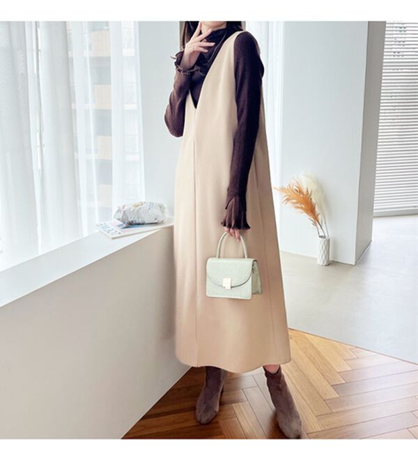 GeeRA（ジーラ）の「プリーツ付ハイネックリブニットトップス（ニット・セーター）」｜詳細画像