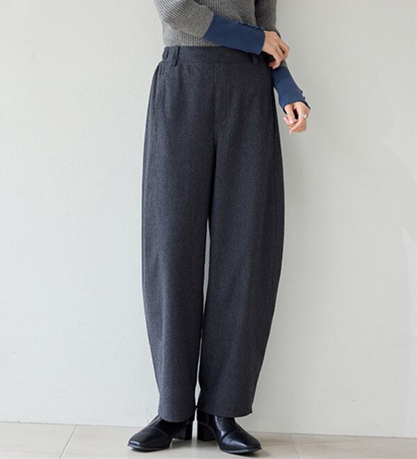 BELLUNA（ベルーナ）の「＜＆ｃｏｃｏｃｈｉ＞ウーリッシュジャージーバレルパンツ（ワイドパンツ・ガウチョ）」｜チャコール