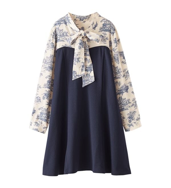 BELLUNA（ベルーナ）の「リボン付ブラウス切替チュニックワンピース（チュニック）」｜詳細画像