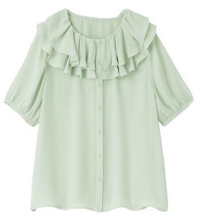 alotta（アロッタ）の「ラッフルカラー５分袖ブラウス（ブラウス）」