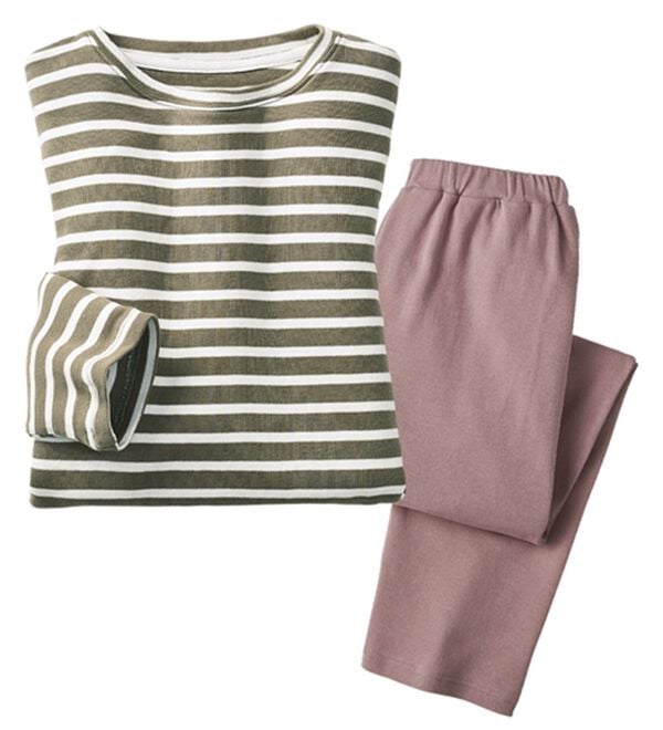 LAVIENNE（ラヴィエンヌ）の「【とろける肌心地】綿１００％あったかスムースパジャマ（パジャマ・ルームウェア）」｜オリーブ