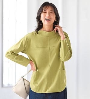 BELLUNA（ベルーナ）の「抗菌防臭綿１００％長袖プルオーバー（カットソー）」｜ライム