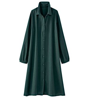 BELLUNA（ベルーナ）の「綿１００％ツイルシャツワンピース（シャツワンピース）」｜グリーン