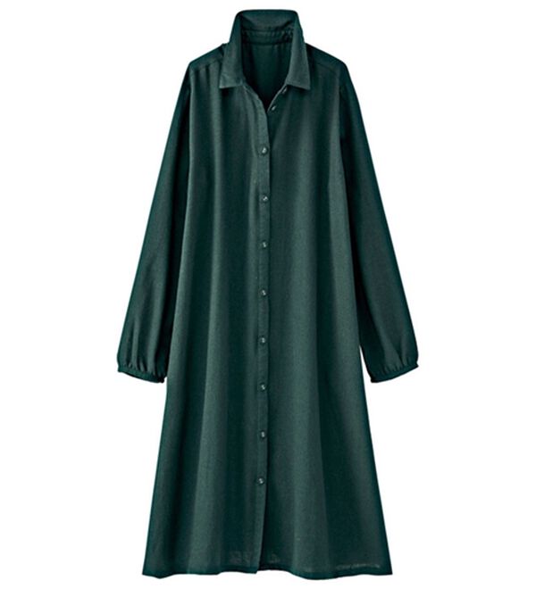 BELLUNA（ベルーナ）の「綿１００％ツイルシャツワンピース（シャツワンピース）」｜グリーン