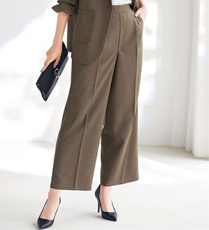 BELLUNA（ベルーナ）の「リネンライクワイドパンツ（ワイドパンツ・ガウチョ）」｜ブラウン