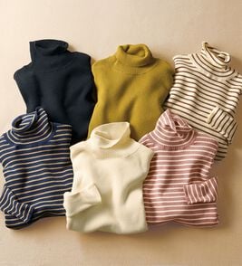 BELLUNA（ベルーナ）の「＜＆ｃｏｃｏｃｈｉ＞ハピネスコットン１００％&times;吸湿発熱リブタートルニット（ニット・セーター）」