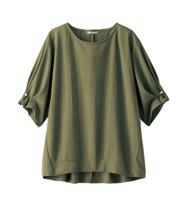 BELLUNA（ベルーナ）の「【接触冷感】涼感素材袖パールデザインプルオーバー（カットソー）」｜詳細画像