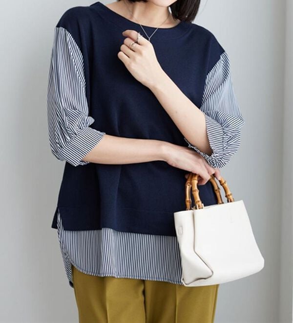 BELLUNA（ベルーナ）の「ラメ調素材シャツフェイクチュニック（チュニック）」｜詳細画像