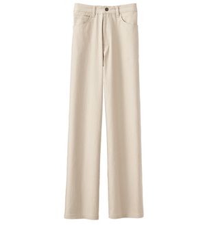 BELLUNA（ベルーナ）の「ぐんぐん伸びるカラーワイドデニム（ワイドパンツ・ガウチョ）」｜オフ白