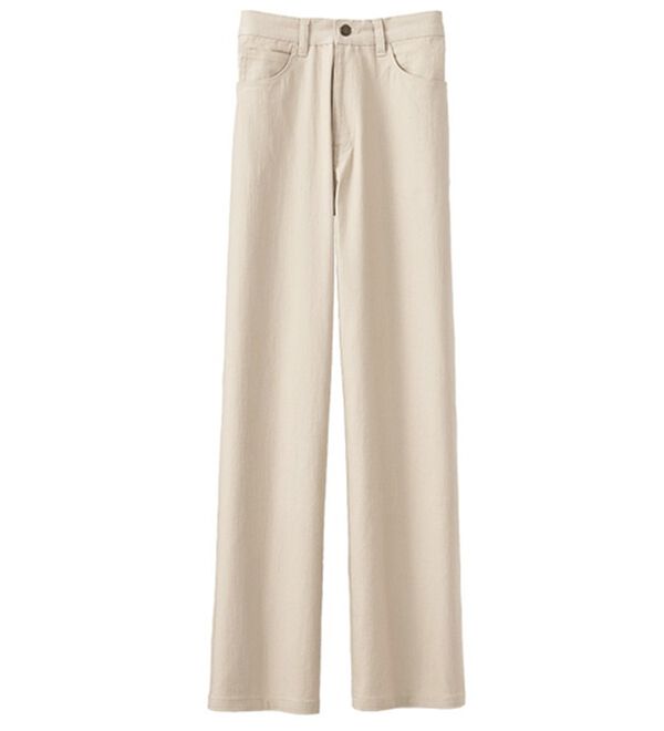 BELLUNA（ベルーナ）の「ぐんぐん伸びるカラーワイドデニム（ワイドパンツ・ガウチョ）」｜オフ白