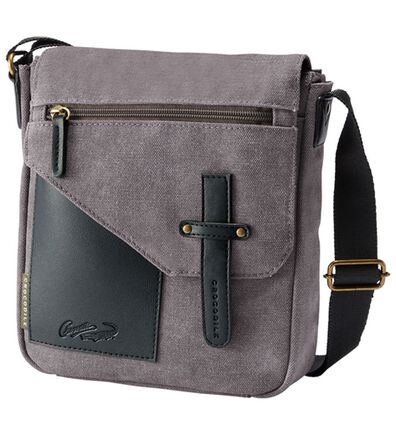 「＜クロコダイル＞洗い加工帆布スマートショルダー（メンズショルダーバッグ）」