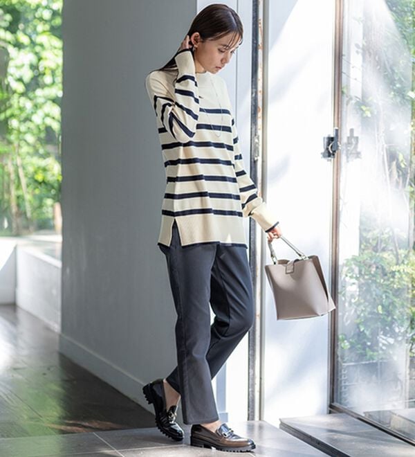 BELLUNA（ベルーナ）の「静電防止！蓄熱綿サテンストレッチカラーパンツ（フルレングスパンツ）」｜詳細画像