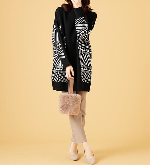 BELLUNA（ベルーナ）の「【Ｌａｇｒｉｌｕａ】幾何柄ジャカード編ニットチュニック（チュニック）」｜詳細画像