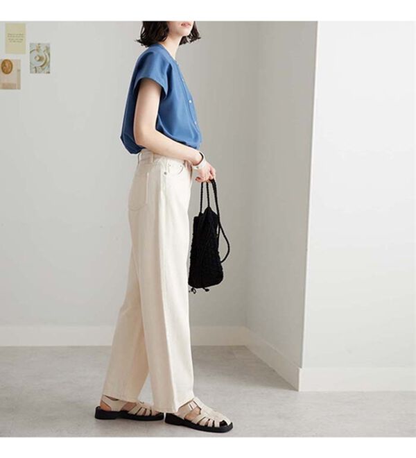 GeeRA（ジーラ）の「綿タッチフレンチスリーブブラウス（ブラウス）」｜詳細画像