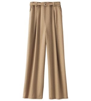 BELLUNA（ベルーナ）の「レーヨン麻入りゆったりテーパードパンツ（テーパードパンツ）」｜グレージュ