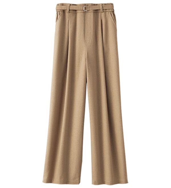 BELLUNA（ベルーナ）の「レーヨン麻入りゆったりテーパードパンツ（テーパードパンツ）」｜グレージュ