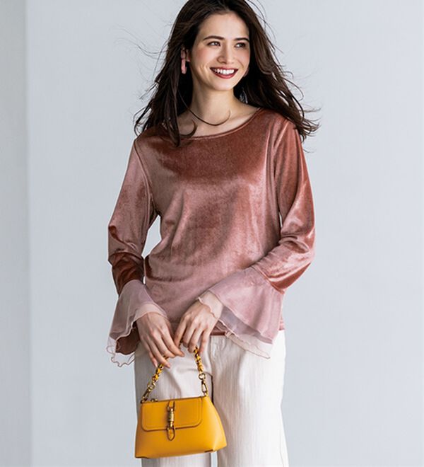 RANAN（ラナン）の「フレアーチュール袖ベロアプルオーバー（カットソー）」｜詳細画像