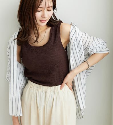 BELLUNA（ベルーナ）の「ジャカード素材カップ付タンクトップ（タンクトップ・キャミソール）」