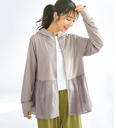 BELLUNA（ベルーナ）の「【快適Ｌａｂ．】おしゃれに日よけ！ペプラム切替ＵＶパーカー（パーカー）」