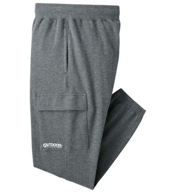 「＜アウトドアプロダクツ＞ブランドデザインハーフジップ・カーゴパンツ（メンズトレーナー）」｜チャコール カーゴパンツ