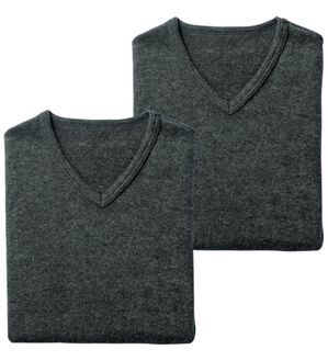 「日本製　３重奏のぬくもりエア３インナー　Ｖベスト（メンズ肌着・インナーウェア）」｜杢チャコール