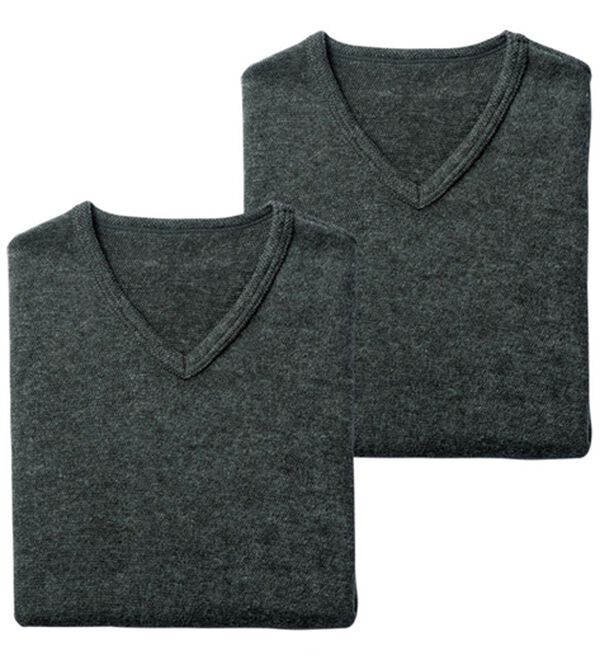 「日本製　３重奏のぬくもりエア３インナー　Ｖベスト（メンズ肌着・インナーウェア）」｜杢チャコール