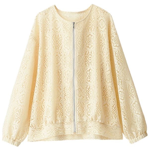 BELLUNA（ベルーナ）の「幾何柄レース素材ノーカラージャケット（ノーカラージャケット）」｜詳細画像