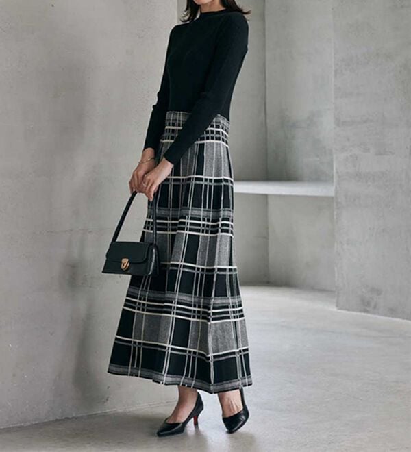 RANAN（ラナン）の「チェックジャカードニットワンピース（ニットワンピース）」｜詳細画像