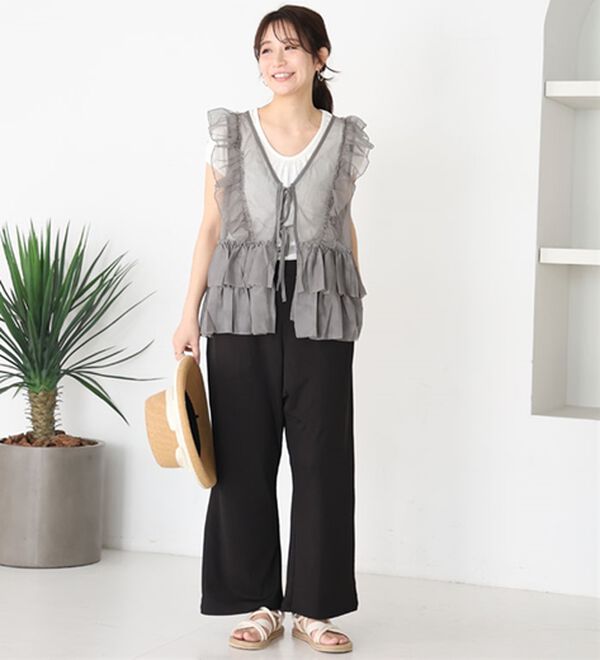 A HAPPY MARILYN（アハッピーマリリン）の「【Ｌ～８Ｌ】丈が選べる！さらトロリブイージーパンツ（ワイドパンツ・ガウチョ）」｜詳細画像