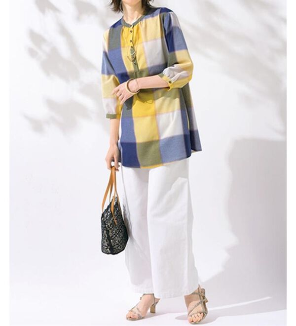 ルフラン（ルフラン）の「【３色組】さらり快適。ビッグチェック柄ブラウス（ブラウス）」｜詳細画像