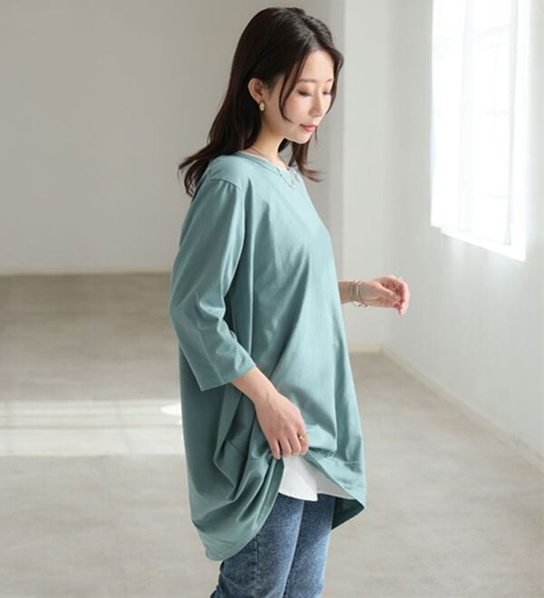 A HAPPY MARILYN（アハッピーマリリン）の「【Ｍ～８Ｌ】選べる袖！コク－ンシルエットチュニック（チュニック）」｜詳細画像