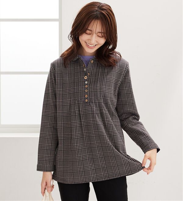 BELLUNA（ベルーナ）の「【ふわふわ裏ファー】パチパチしにくい裏ファーオーバーブラウス（ブラウス）」｜詳細画像