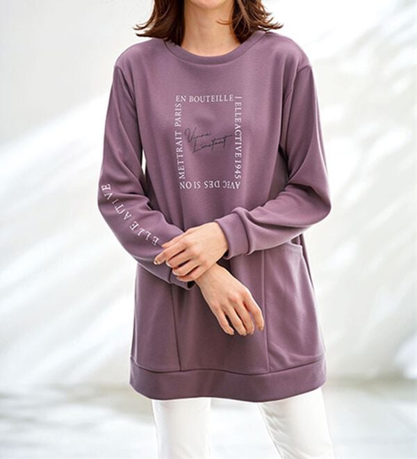 BELLUNA（ベルーナ）の「＜ＥＬＬＥ　Ａｃｔｉｖｅ＞かのこ素材ポケットデザインチュニック（チュニック）」｜ローズ