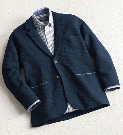 「＜コムルヴァン・オム＞ワッフル編みテーラードカーディガン（メンズカーディガン）」