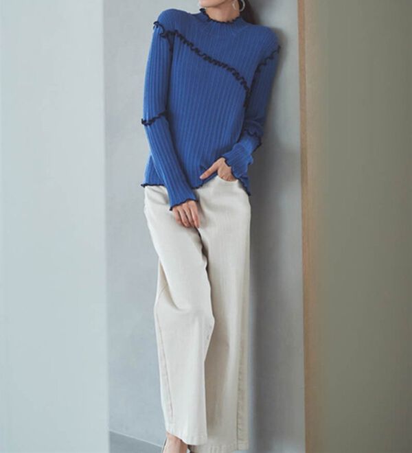 RANAN（ラナン）の「メローステッチ配色リブニット（ニット・セーター）」｜詳細画像