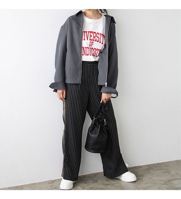 GeeRA（ジーラ）の「サイドライン裾スリットパンツ（フルレングスパンツ）」｜詳細画像