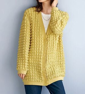 BELLUNA（ベルーナ）の「ポコポコが可愛いゆったりポップコーンカーディガン（その他カーディガン）」｜イエロー