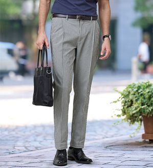 「【２本組】＜シンプル＆プラス＞接触冷感ストレッチサッカースラックス（メンズスラックス）」｜詳細画像