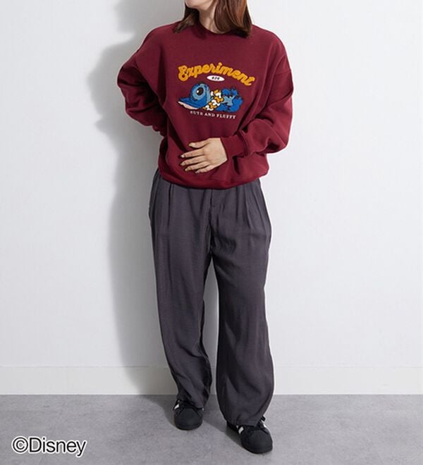 Disney＞【スティッチ】さがら刺しゅう裏起毛ゆったりトレーナー