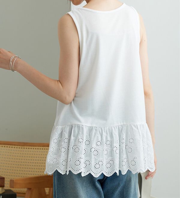 BELLUNA（ベルーナ）の「裾レース使いレイヤード用タンクトップ（タンクトップ・キャミソール）」｜詳細画像