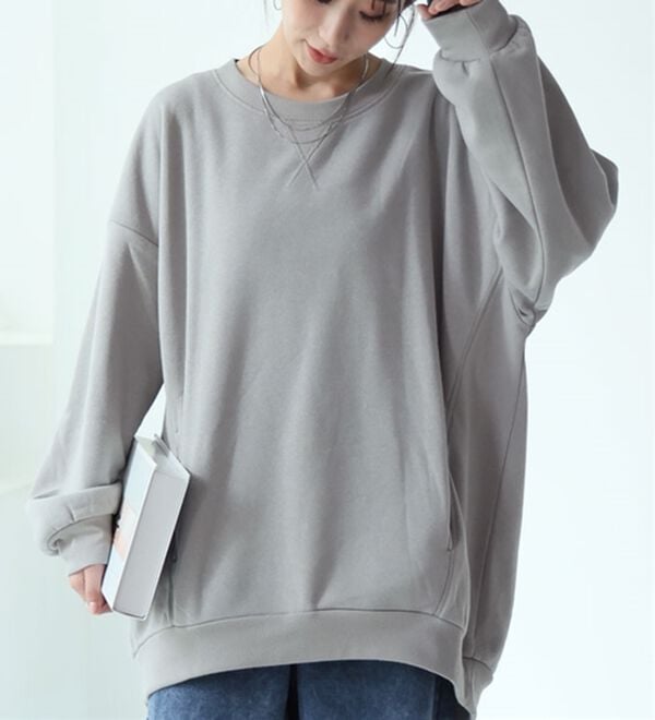 A HAPPY MARILYN（アハッピーマリリン）の「【Ｌ～８Ｌ】【ハピぽか裏起毛】２デザインから選べるゆったりトレーナー・パーカー　毛玉になりにくい（パーカー）」｜詳細画像