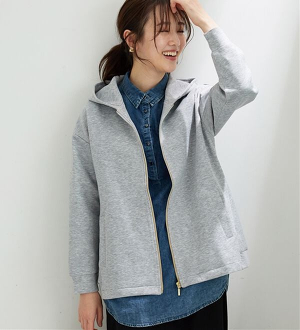 BELLUNA（ベルーナ）の「【快適Ｌａｂ．】とろみ素材裾タックパーカー（パーカー）」｜詳細画像