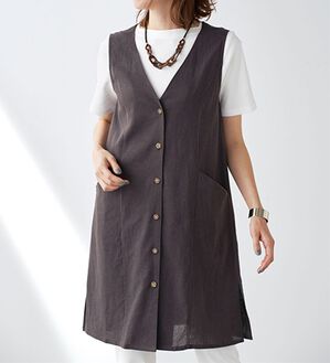 BELLUNA（ベルーナ）の「すっぽりカバー涼やかリネン混チュニックベスト（ジャンパースカート）」｜詳細画像