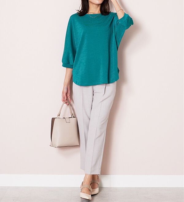 BELLUNA（ベルーナ）の「ラメ調肩ボタンデザインプルオーバー（カットソー）」｜詳細画像