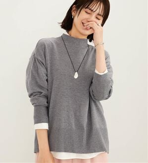 BELLUNA（ベルーナ）の「もちもちハイネックゆったりニットプルオーバー（ニット・セーター）」｜杢チャコール