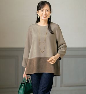 ルフラン（ルフラン）の「バックフリルのスエード調ブラウス（ブラウス）」｜モカ系