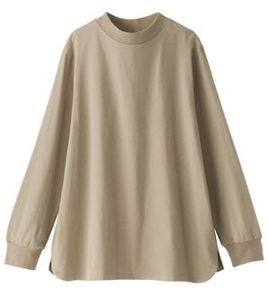 BELLUNA（ベルーナ）の「綿１００腰まわりゆったりリブデザインチュニック（チュニック）」｜グレージュ