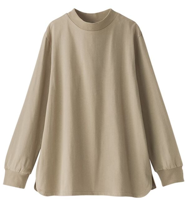 BELLUNA（ベルーナ）の「綿１００腰まわりゆったりリブデザインチュニック（チュニック）」｜グレージュ