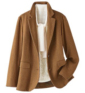 BELLUNA（ベルーナ）の「ウール混圧縮ニットテーラードジャケット（テーラードジャケット）」｜キャメル