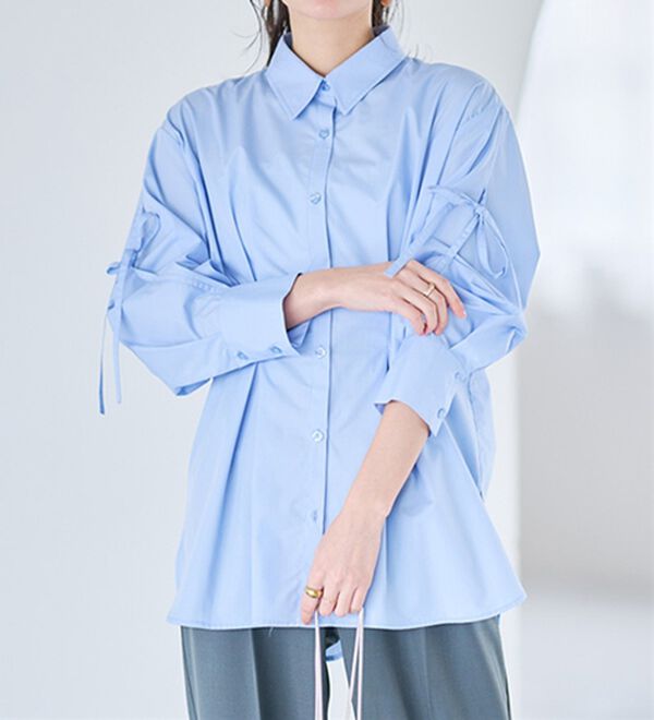 RANAN（ラナン）の「ウエストタック袖リボンシャツ（シャツ）」｜詳細画像